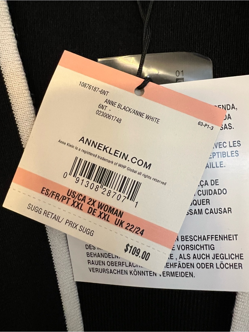 Anne Klein black and white long line open front sweater cardigan Size 2X NWT - Picture 6 of 8